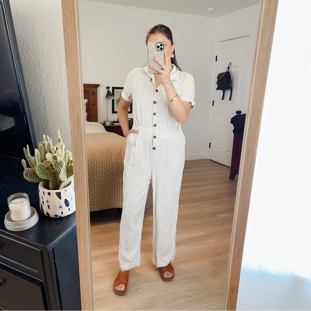 Beige Linen Jumpsuit